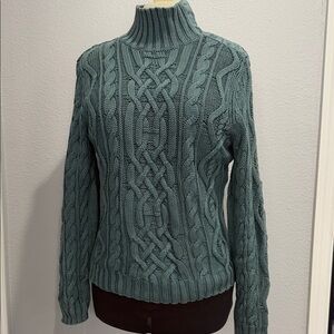 Ruff Hewn Women's Cable Knit Turtleneck Sweater - Teal
